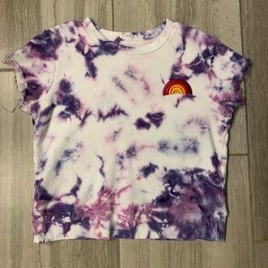 Mother denim tie dye short sleeve sweatshirt top